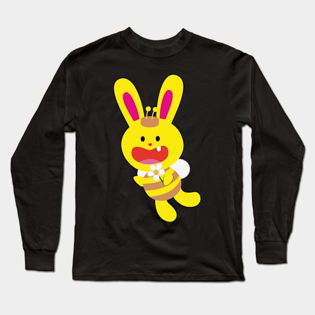 One Tooth Rabbit Bunny Bee Long Sleeve T-Shirt by HappyGiftArt